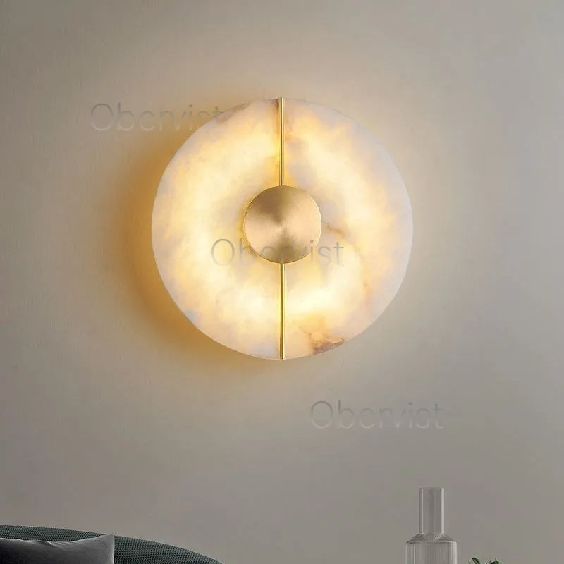 Modern Luxury Creative Marble Wall Light - Alabaster Marble Wall Sconce for Bedroom Bedside Living Room Aisle Indoor Decor