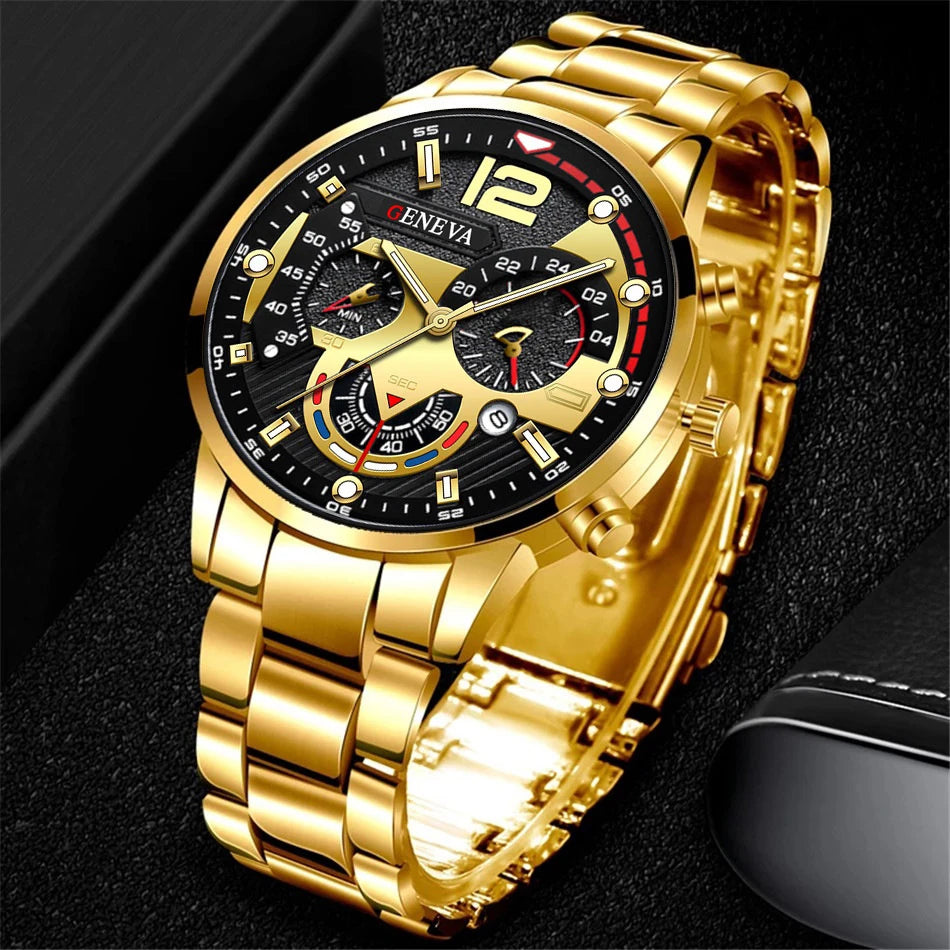 Men's Stainless Steel Calendar Watch