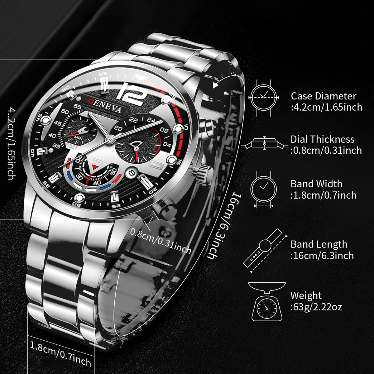 Men's Stainless Steel Calendar Watch