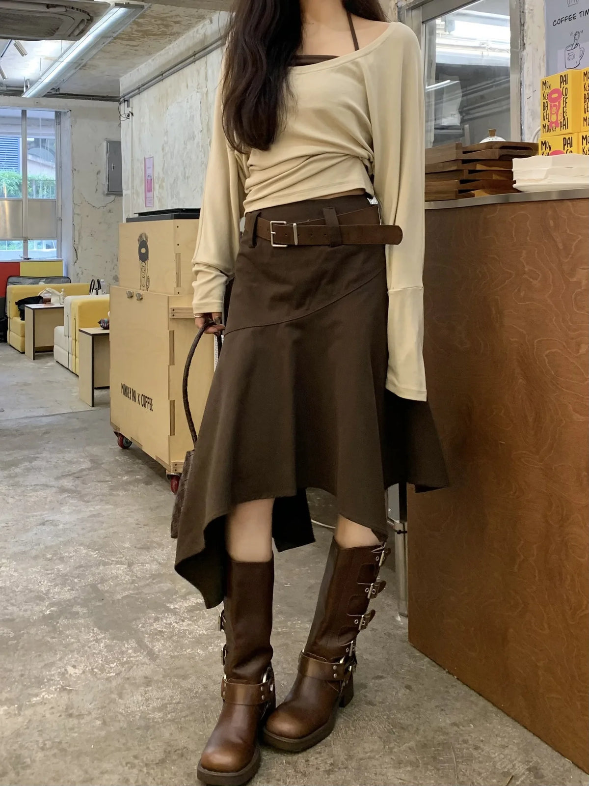 Women'S Skirts Spring Autumn Vintage Irregular Skirt Unique Design Flowy