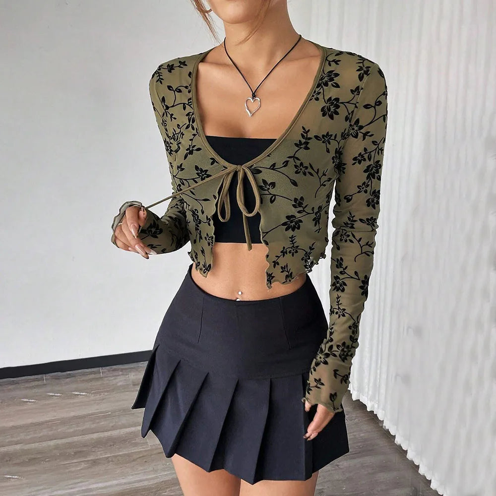 Elegant Dark Green Long Skirts Women 2025 Autumn Casual Floral Half-body Fishtail Slim Maxi Skirt