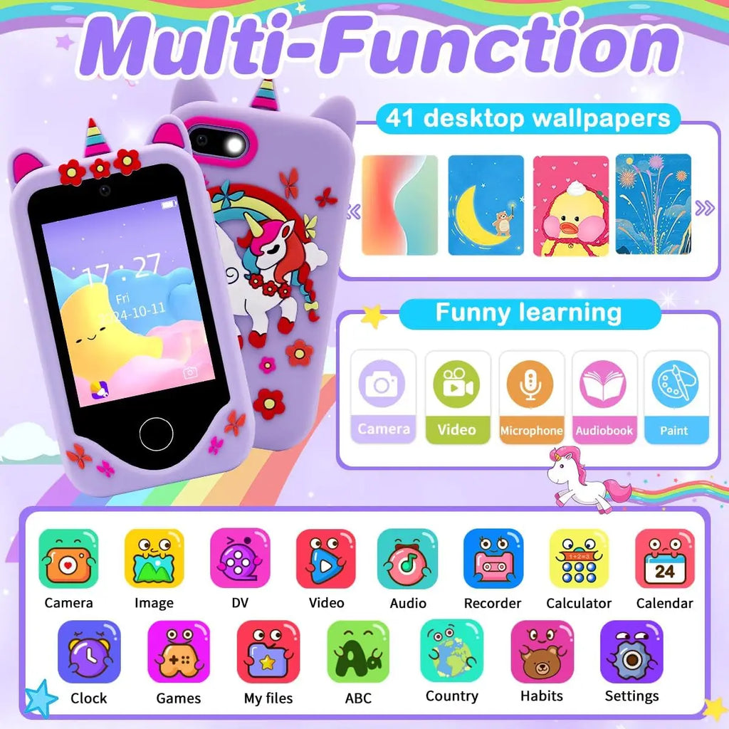 Kids Smart Phone For Girls Boys Kids Cell Phone Toys Dual Camera Music