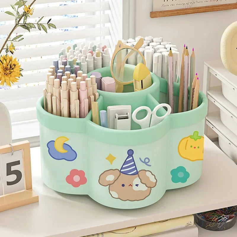 Rotating Desk Organizer, Large Makeup & Pen Holder For