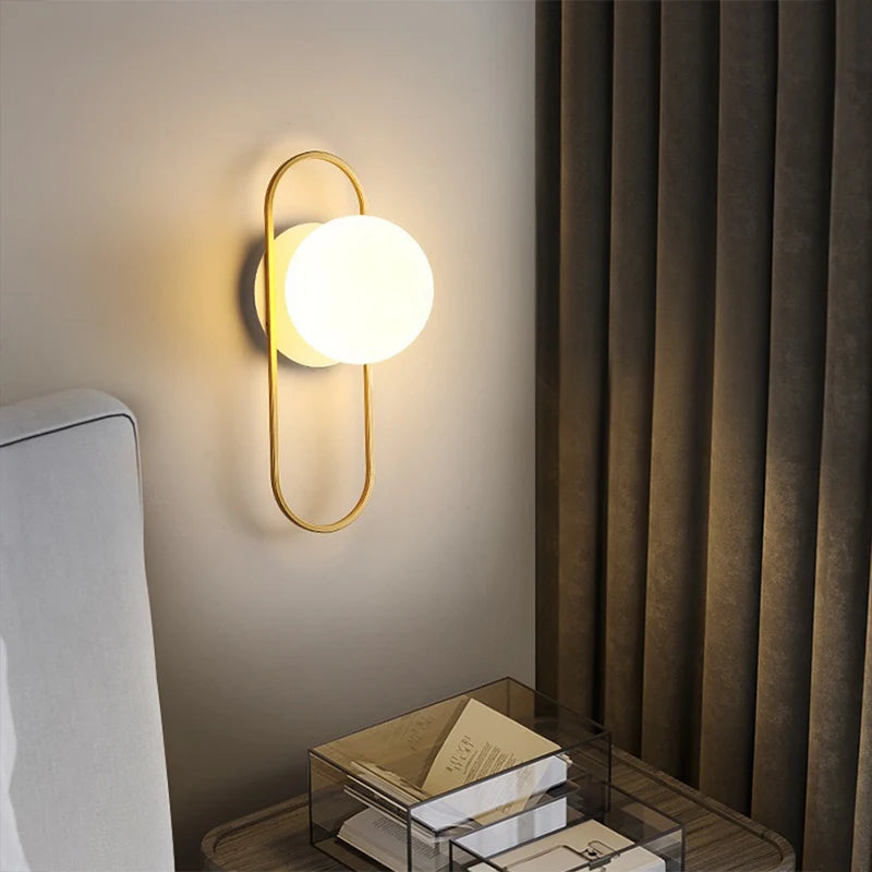 Bedroom LED Wall Lamps with 9W G9 Bulb Hardwired Indoor Frosted Glass Ball Wall Lights Wall Sconce for Bar Kitchen AC110-220V