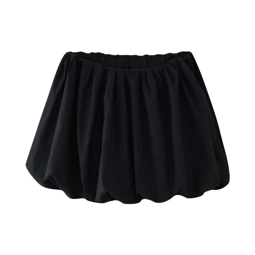 DUOPERI Women's Solid Mini Balloon Skirt Fashion High Elastic Waist Female Chic Lady Casual Y2K Short Skirt
