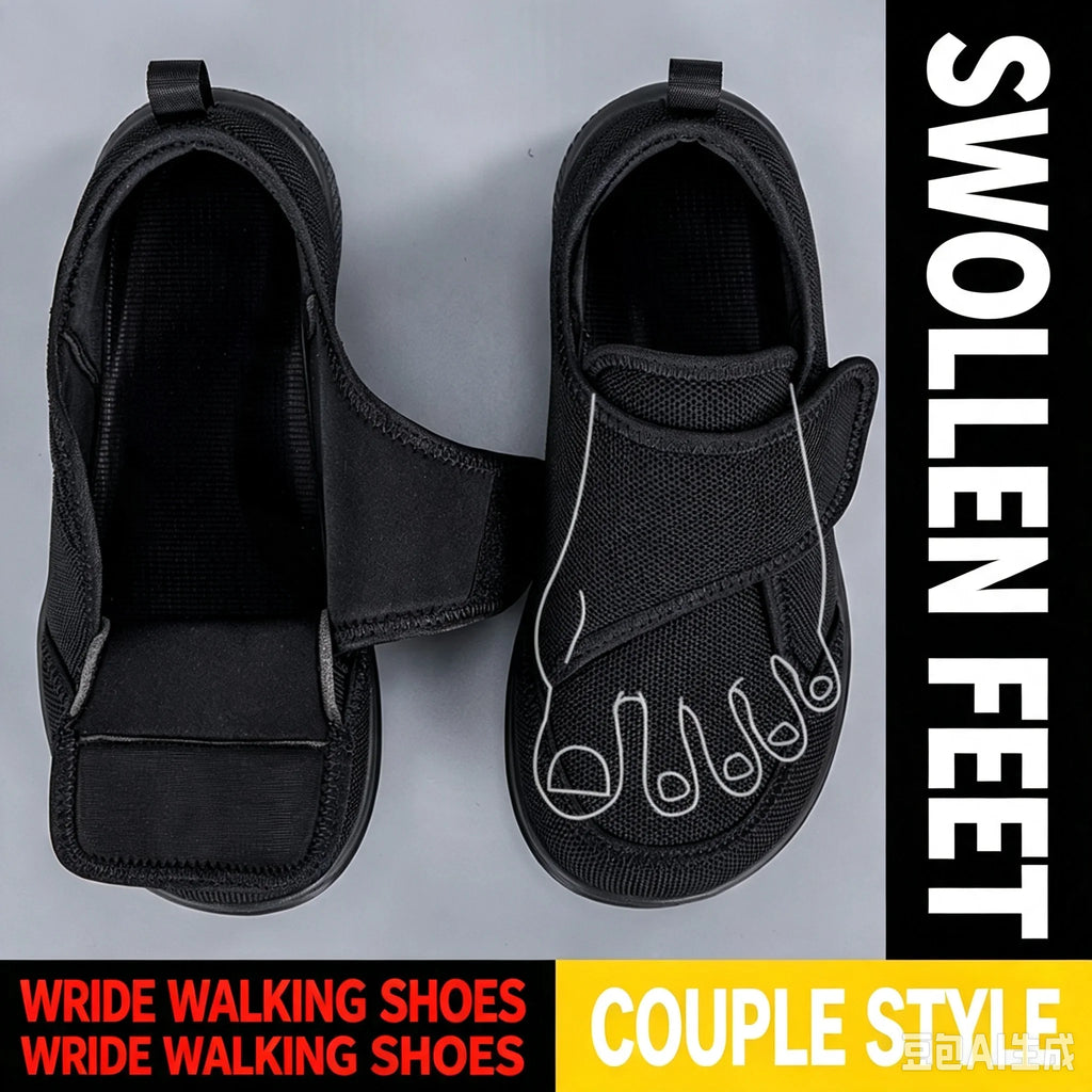 Wide-Fit Adjustable Walking Shoes