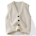 Chic Casual Sleeveless Vest Waistcoat Knitwear V Neck Fashion Loose Shirt Coat New Men Clothes Tops Knit Sweater Jacket Cardigan