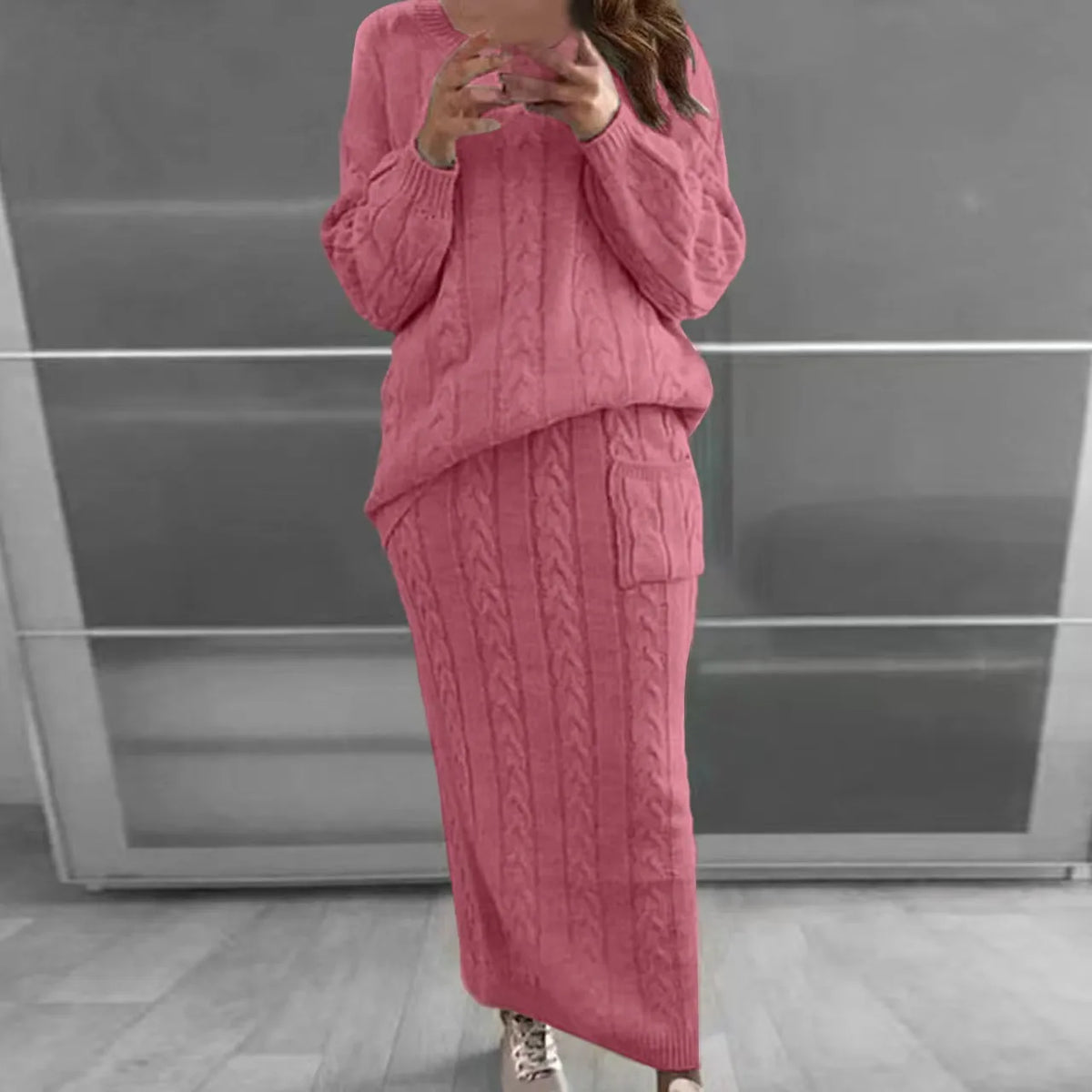 Knit Sweater and Skirt Sets Women Streetwear Autumn/Winter 2023 New Fashion Long Sleeve Pullover Fried Dough Suit for Female