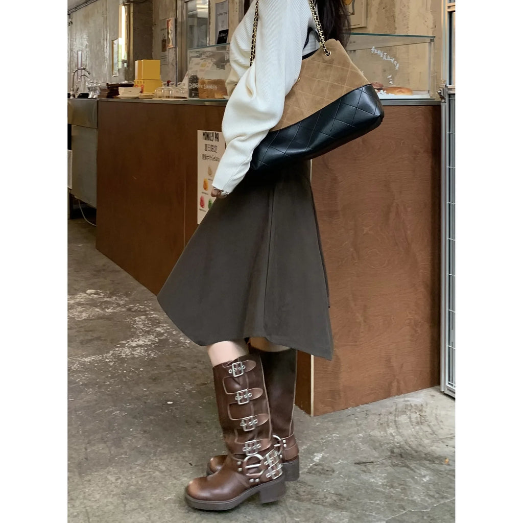Women'S Skirts Spring Autumn Vintage Irregular Skirt Unique Design Flowy
