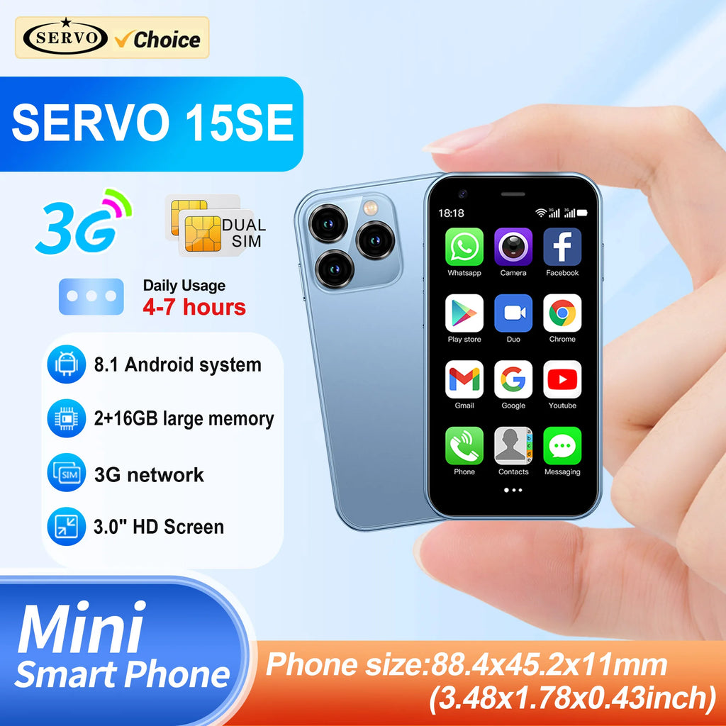 SERVO 15SE Mini Smartphone 3G WCDMA Android System WiFi Hotspot Play