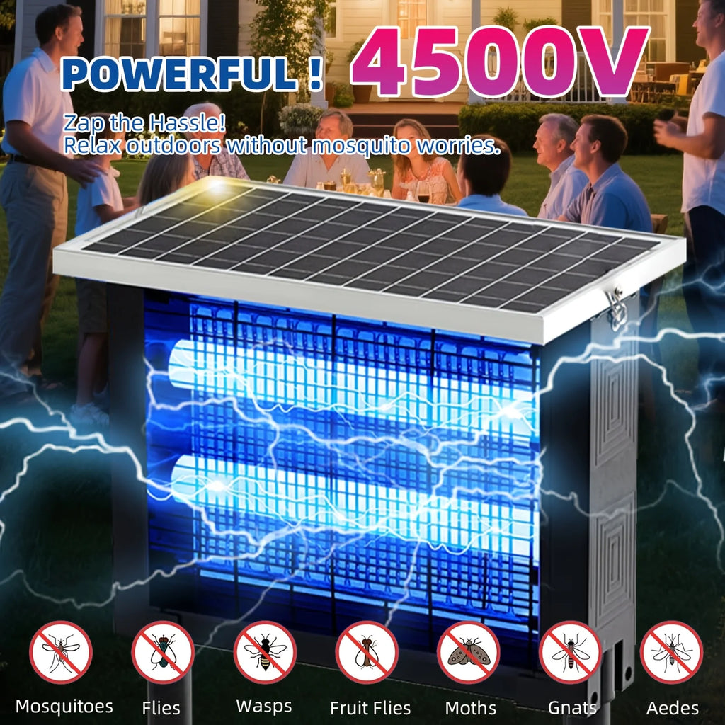 Powerful Solar Bug Zapper Outdoor for 2000 sq.ft, Poartable Rechargeable Mosquito Zapper with High Powered