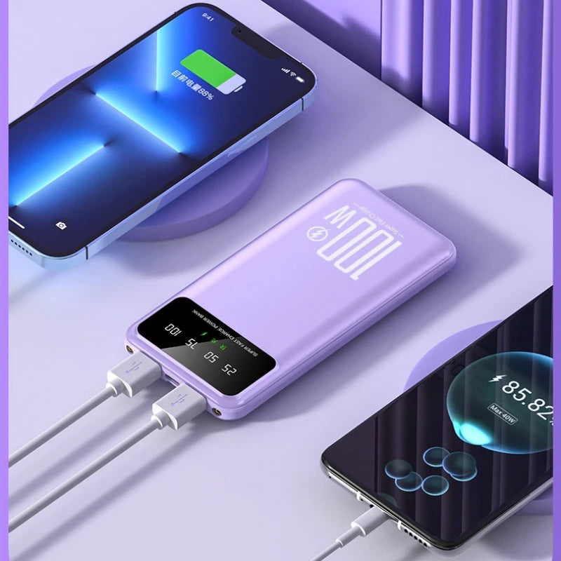 20000mAh Digital Display Power Bank 100W High Speed Fast Charger With