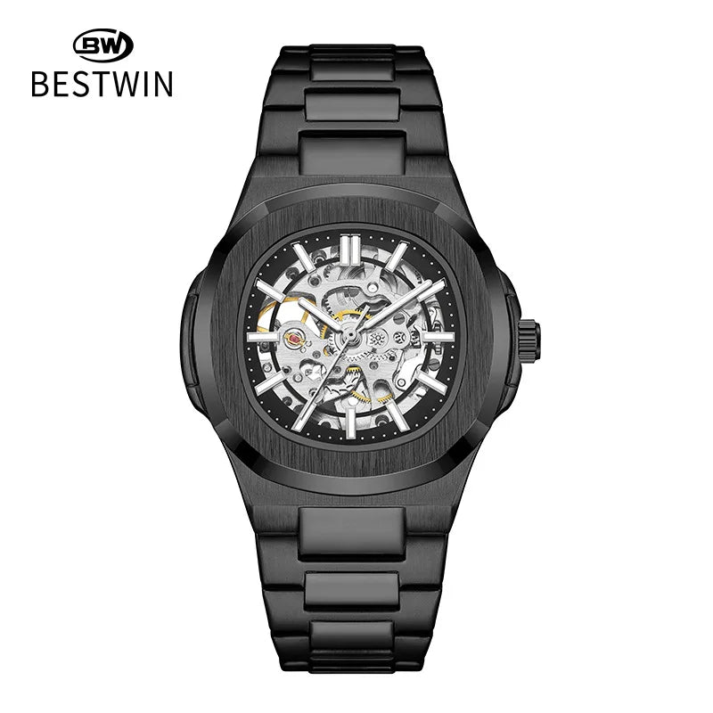 Men Watch Fully Automatic Mechanical Male Watches Double Sided Hollowed Out Luminous Waterproof Alloy Steel Wristwatch Boy Gifts