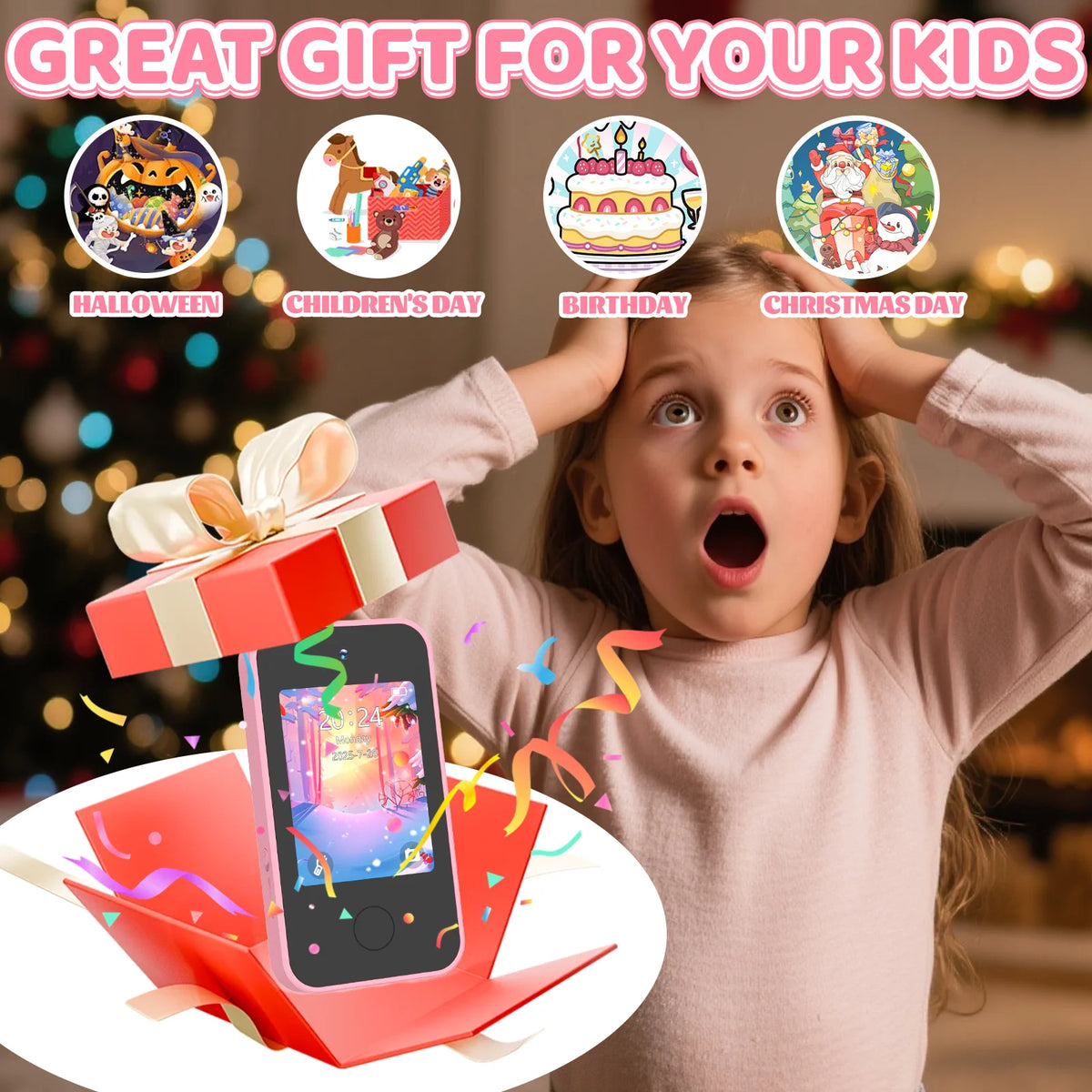 Smart Phone Toy For Kids Touchscreen Dual Camera HD Educational Game
