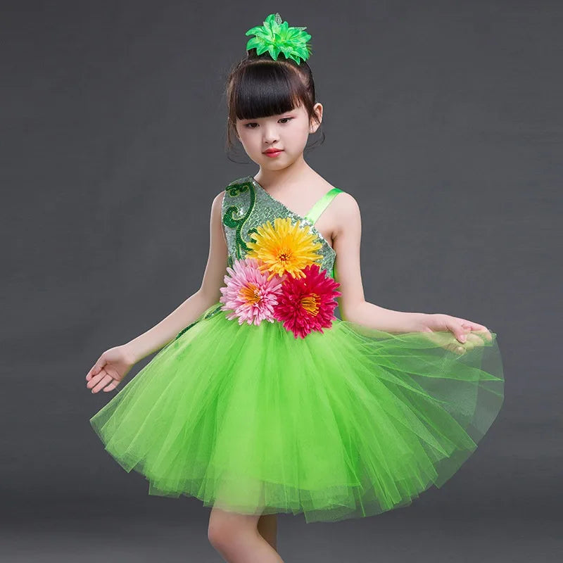Multicolored Dance Dress Girls Modern Dance Costume Girls Contemporary