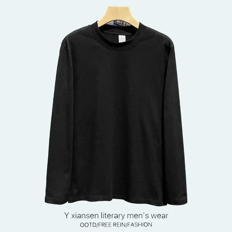 Fashion Color Block Knitwear Men's Winter Warm Casual Half High Zipper Sweater Coat Soft Double Knit Vintage Style