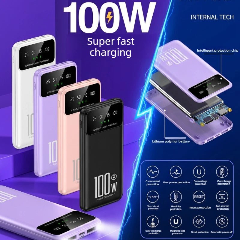 20000mAh Digital Display Power Bank 100W High Speed Fast Charger With