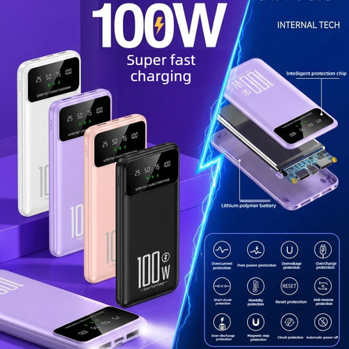 20000mAh Digital Display Power Bank 100W High Speed Fast Charger With