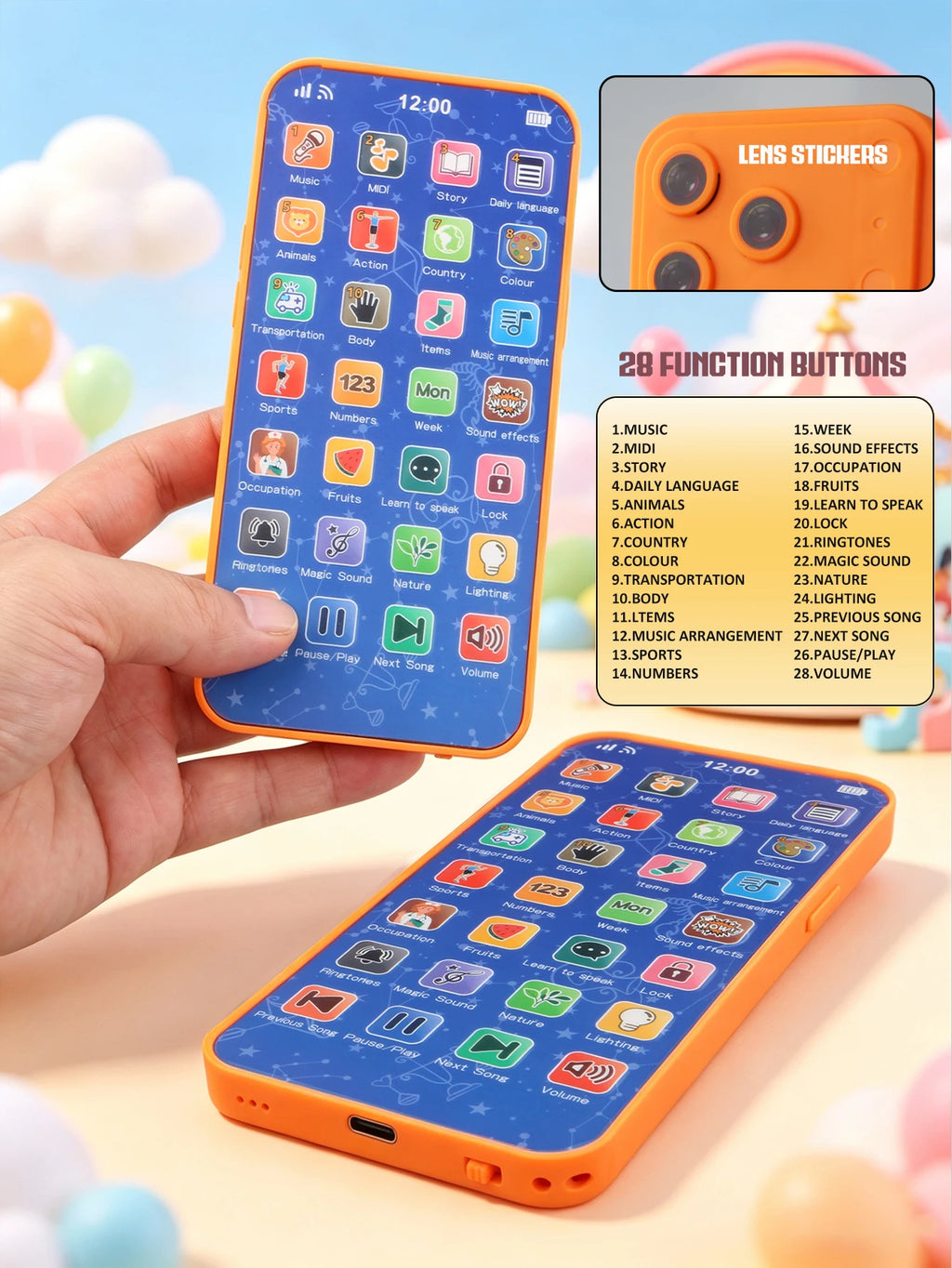 Children'S Smart Realistic Toy Smartphone Educational Early Learning