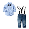 Spring Autumn Gentleman Outfit 1 2 3 4 5 6 7Years Boy Solid Long Sleeve