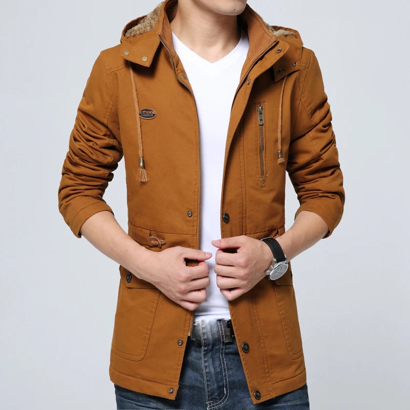 Winter Men's Thermal Padded Jackets Fashion Men Fleece Warm Hooded Coats Casual Men Army Tactical Hiking Jackets Brand Clothing