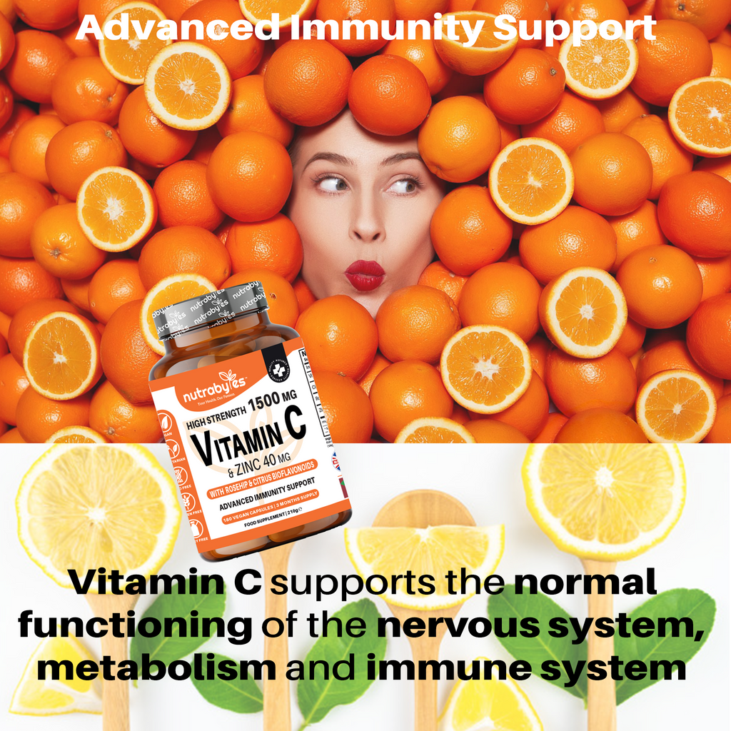 High Strength Vitamin C 1500mg and Zinc 40mg | High Strength Vegan Capsules | Advanced Immunity Support | Sugar Free | 3 Months Supply | Made in the UK