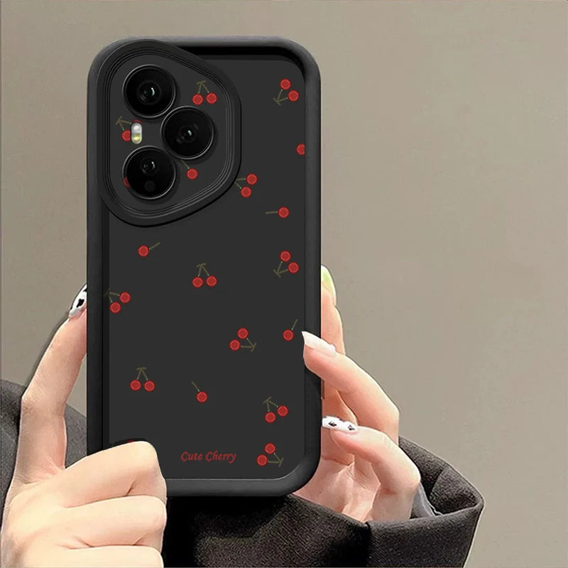 Mini Red Cherry Printed Soft TPU Phone Case For Honor 400 Pro 200 Pro X8c X9c Smart X6a X6b X6c Magic7 Lite Silicone Back Cover