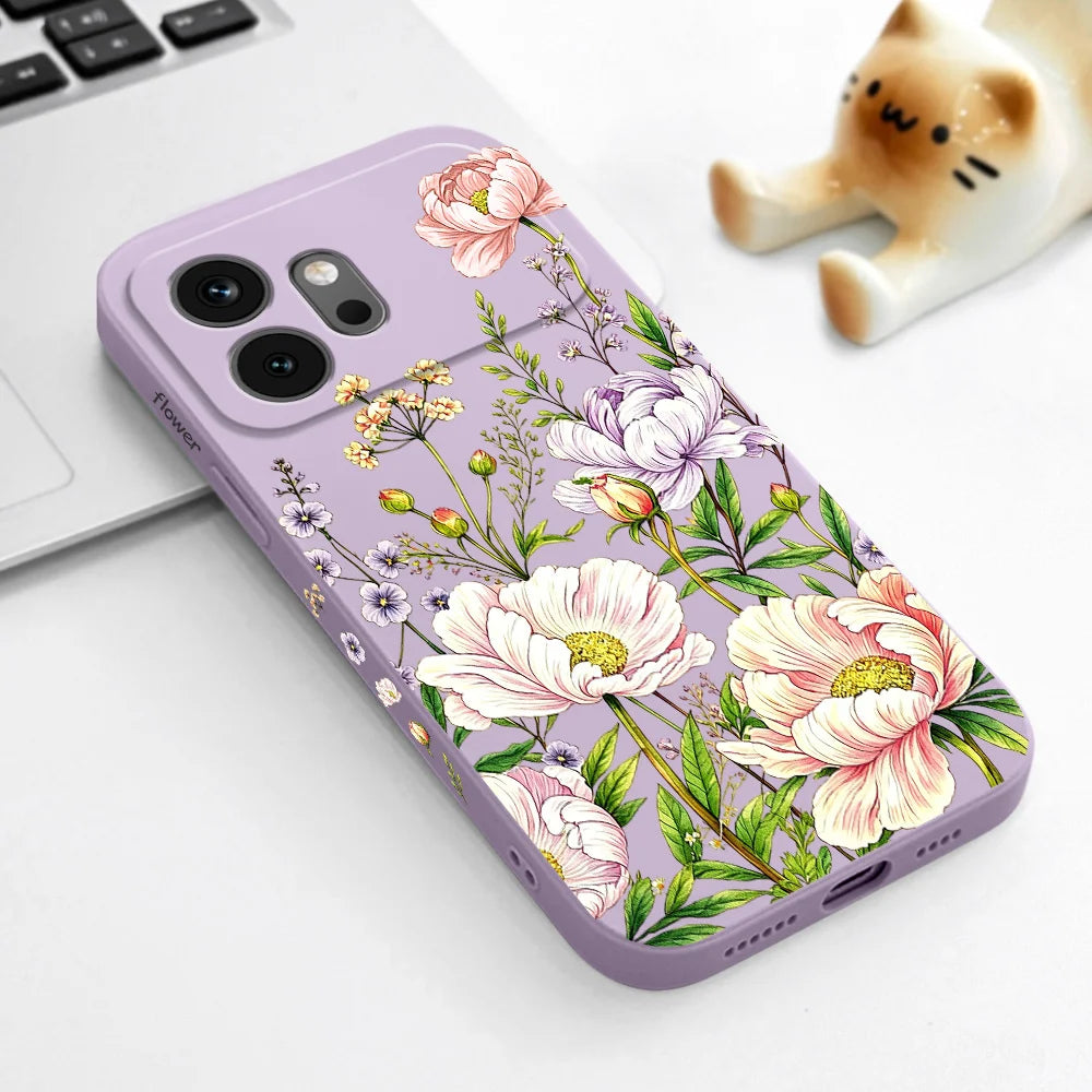 Peony Patch Phone Case For Huawei Honor 600 400 300 200 100 90 Pro Lite Smart Magic 8 7 4 Silicone Soft Cover