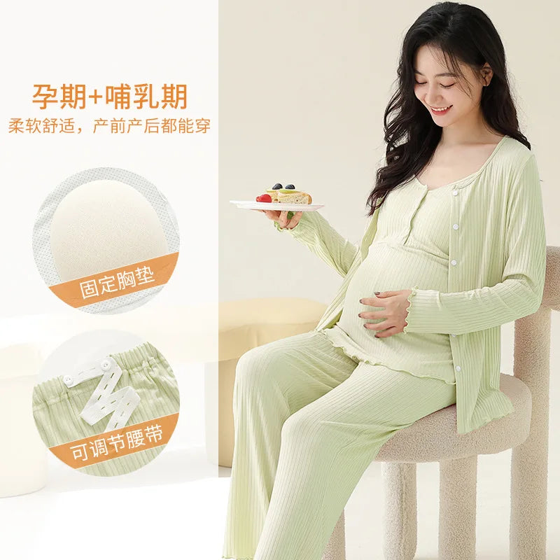 Women's Three-Piece Modal Nursing Pyjama & Robe Set