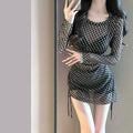 Women's Black Swimwear & Long-Sleeve Cover-Up Set