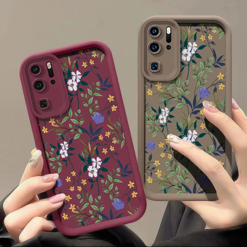 Silicone Floral Phone Case For Huawei P Smart Pro P50 Pro P40 Lite 5G Y7A Y9S P30 P20 Y9 Prime 2019 Shockproof Back Capa