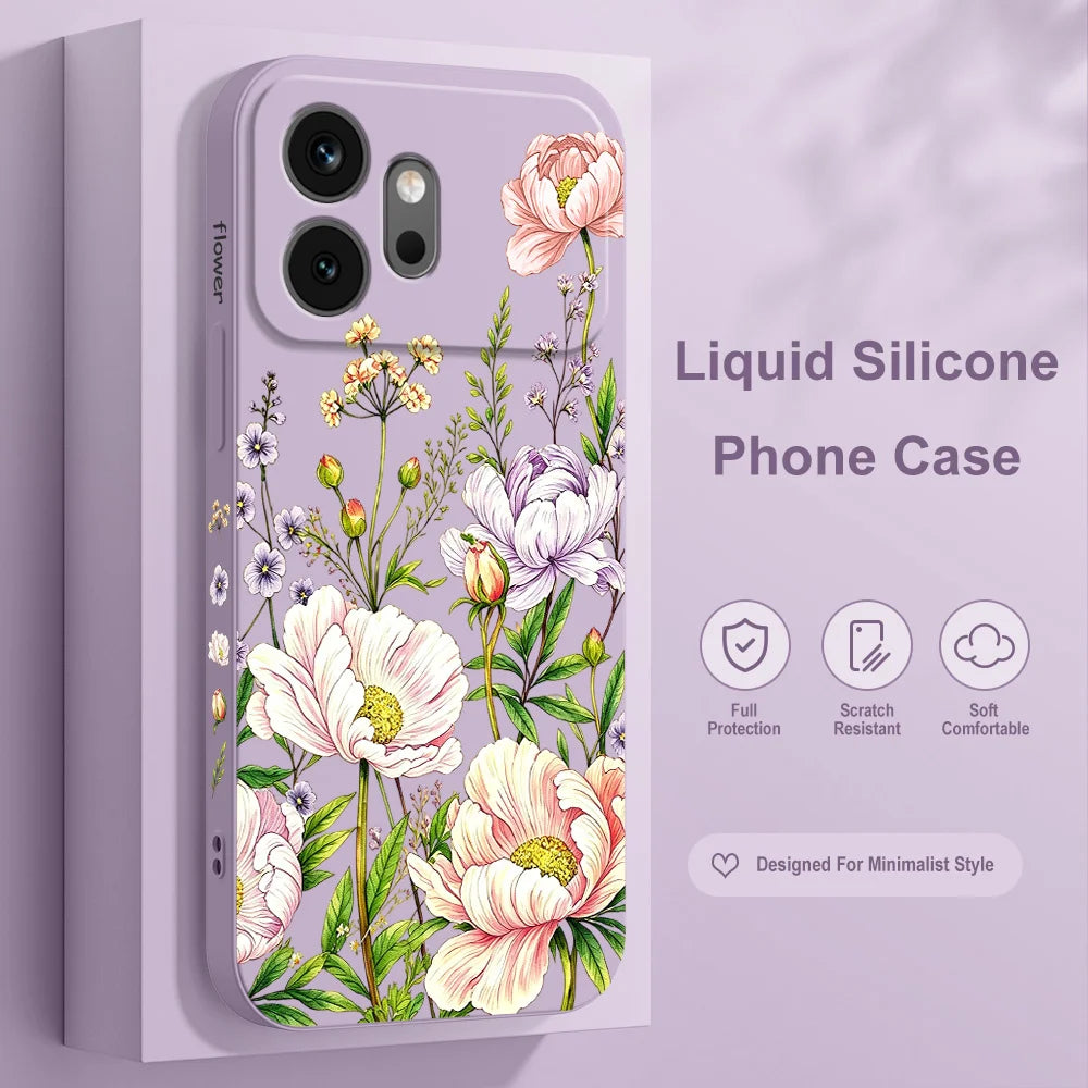 Peony Patch Phone Case For Huawei Honor 600 400 300 200 100 90 Pro Lite Smart Magic 8 7 4 Silicone Soft Cover