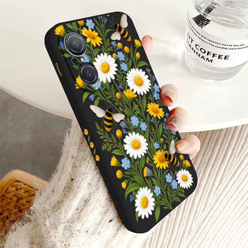 Bee Pattern Phone Case For Huawei Y9 Prime Y7 Pro 2019 Y7A Y9S Nova 6 9 SE 8i 5T 3i P20 P30 P40 Lite E P Smart Z Plus Soft Funda