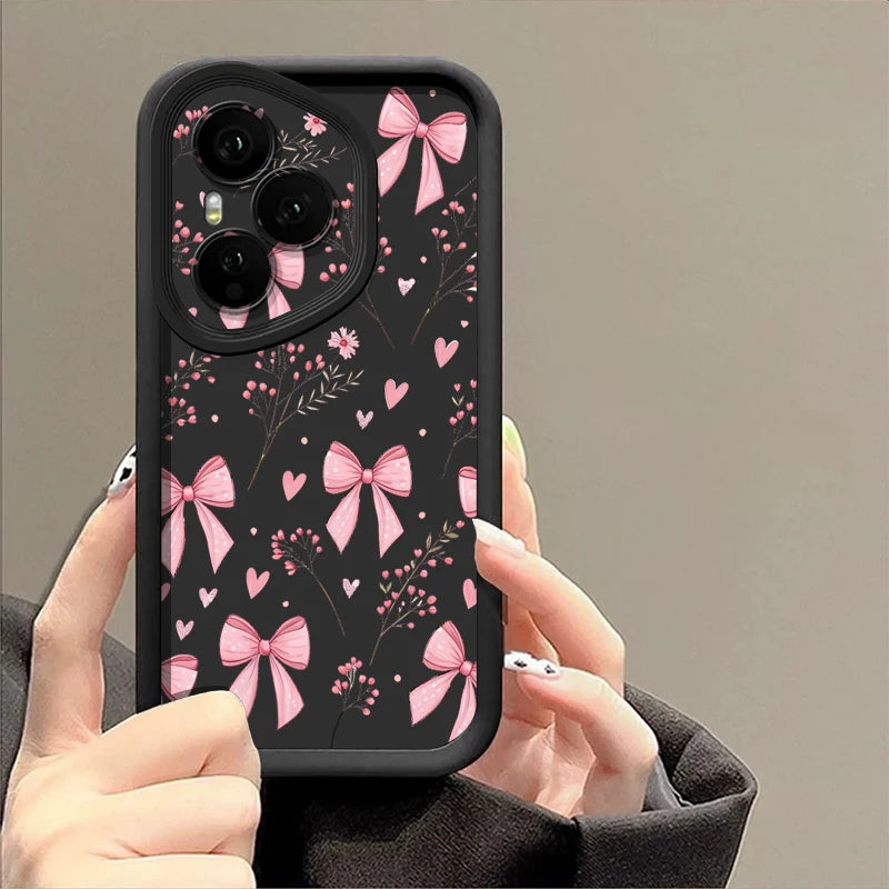 Pink Bow Soft TPU Phone Case for Honor Models