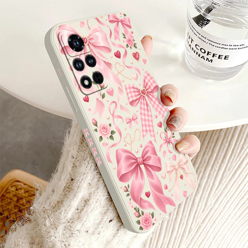 Bow Knots Flower Phone Case For Honor 600 Pro 400 70 Lite 500 200 90 Smart 50 SE 20 9C 9X Pro Shockproof Silicon Soft Cases Etui