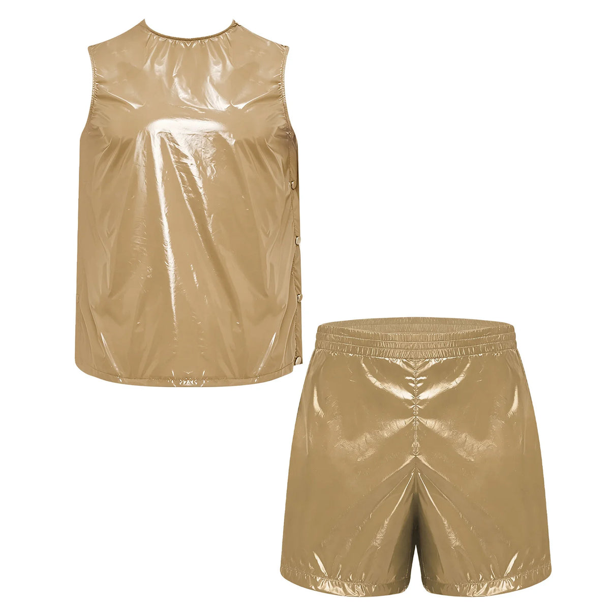 Mens Special Needs Waterproof Sweat Tracksuit Tank Tops Set And Sides Buttons Boxer Shorts Two Pieces Outfit Adaptive Clothing