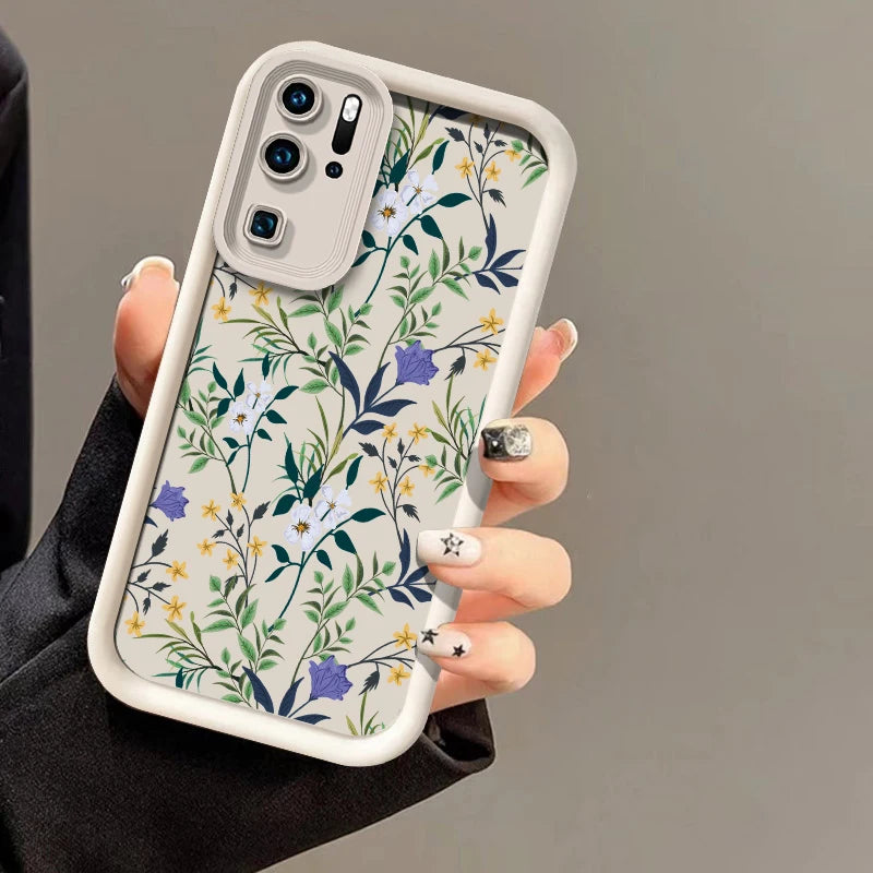 Silicone Floral Phone Case For Huawei P Smart Pro P50 Pro P40 Lite 5G Y7A Y9S P30 P20 Y9 Prime 2019 Shockproof Back Capa