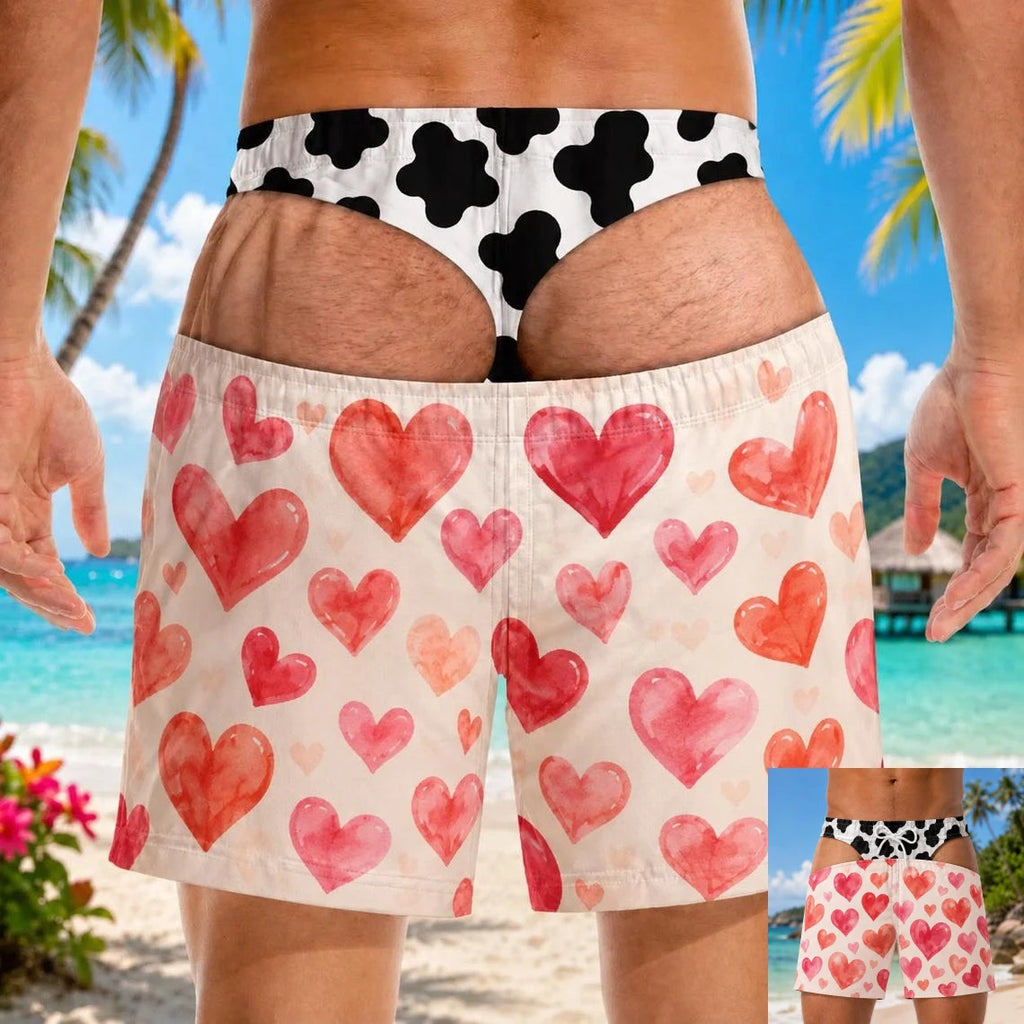 Personalized Funny Men Swim Trunks Gag Gift for Him Big Booty Beach Short Summer Fashion Swim Trunks Fake Underwear Beach Shorts