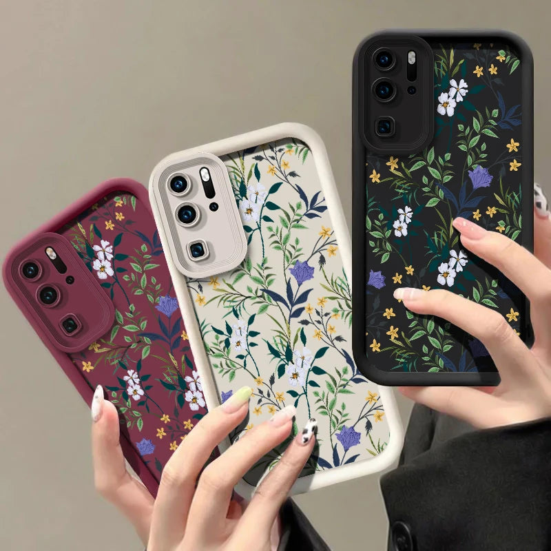 Silicone Floral Phone Case For Huawei P Smart Pro P50 Pro P40 Lite 5G Y7A Y9S P30 P20 Y9 Prime 2019 Shockproof Back Capa