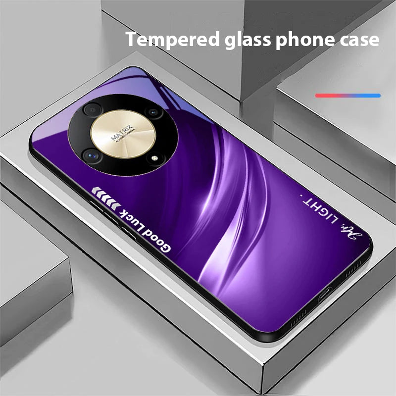 Gradient soft green For Honor 50 70 30 90 200 X5 X5b Plus X6 X8 4G 9 X9c Smart 30 Max  Magic 4 5 Pro 7 Lite glass phone case