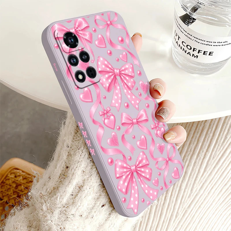 Bow Knots Flower Phone Case For Honor 600 Pro 400 70 Lite 500 200 90 Smart 50 SE 20 9C 9X Pro Shockproof Silicon Soft Cases Etui