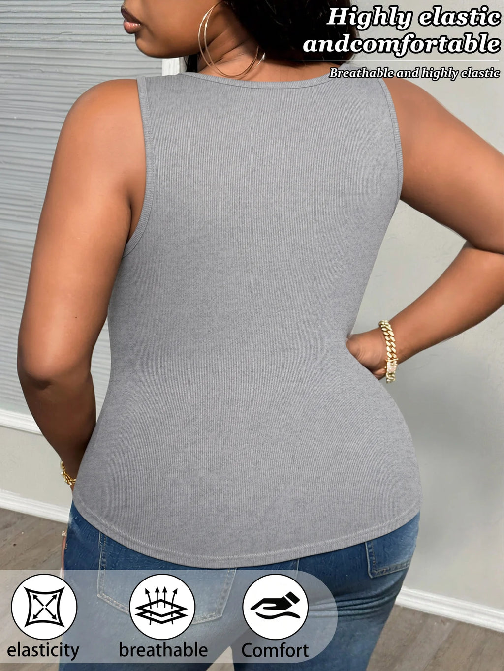 Women's Plus-Size Lace V-Neck Vest Tops – 3 Pack