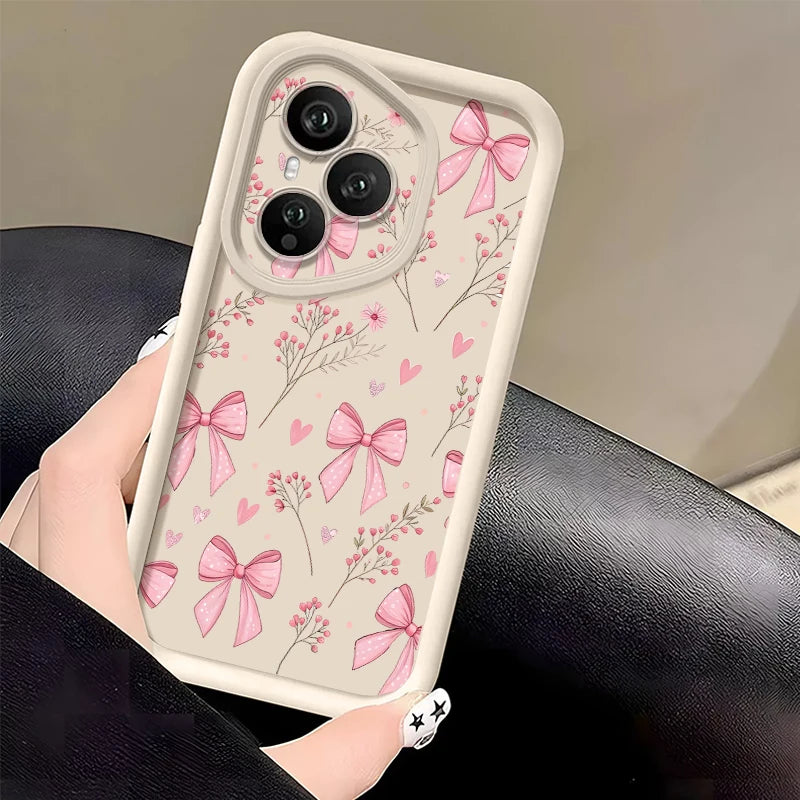 Pink Bow Soft TPU Phone Case for Honor Models