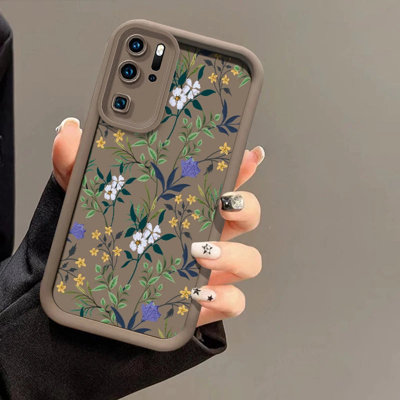 Silicone Floral Phone Case For Huawei P Smart Pro P50 Pro P40 Lite 5G Y7A Y9S P30 P20 Y9 Prime 2019 Shockproof Back Capa