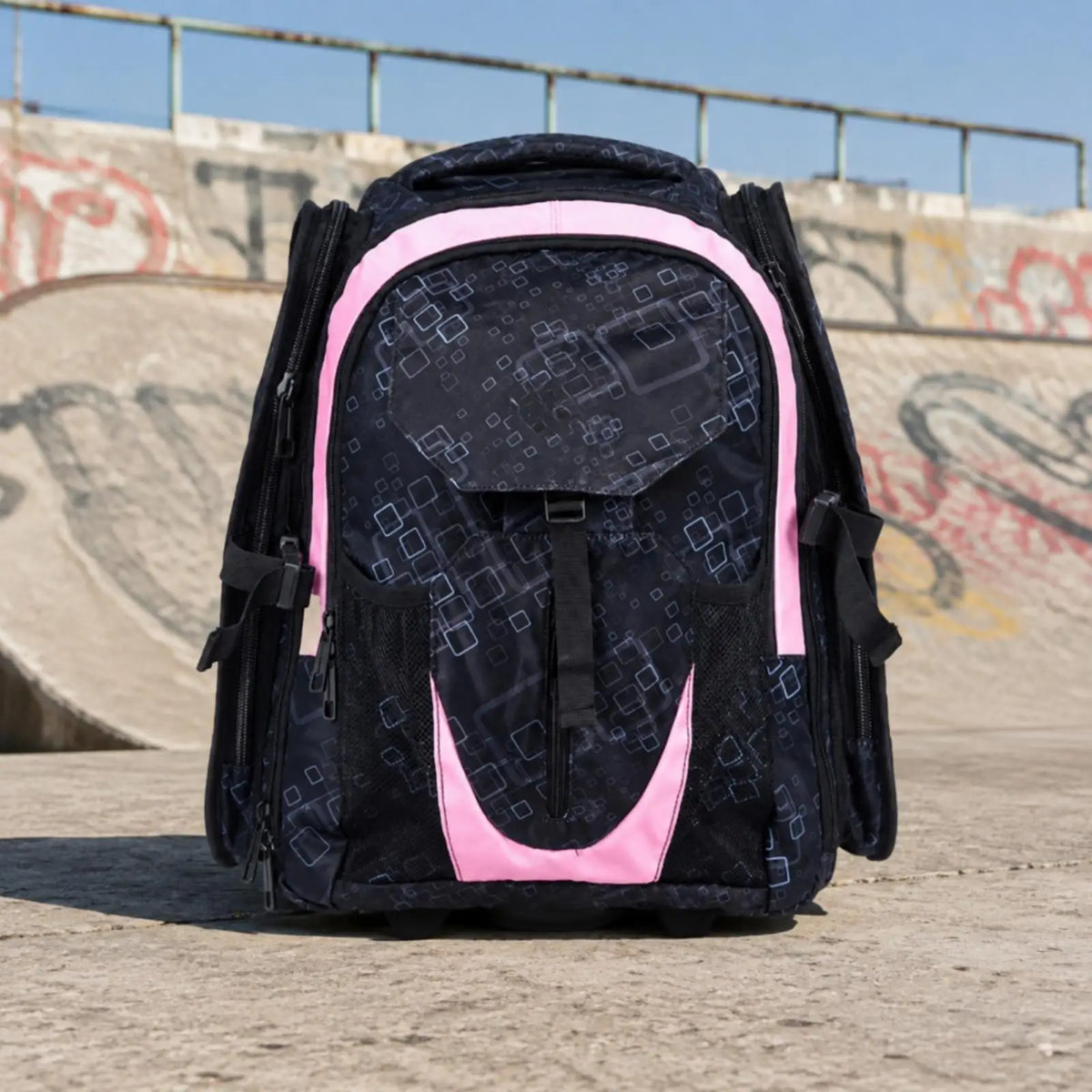 Easy Roll Skate Luggage Backpack with Casters for Roller Skates 38-46 Large Capacity Oxford Fabric Sports Equipment Bag