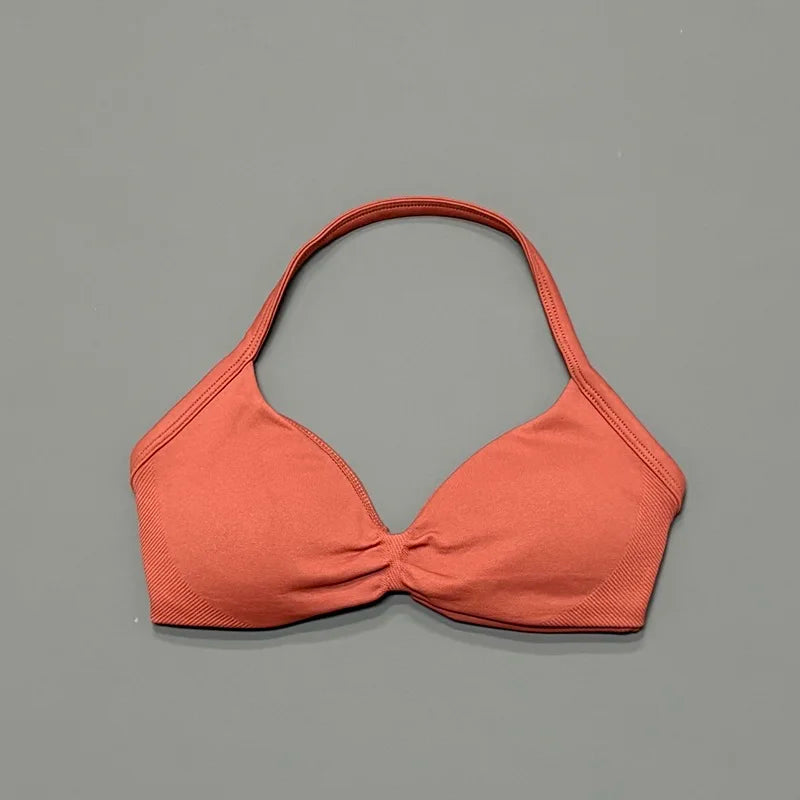 Women's Strappy Backless Halter Sports Bra
