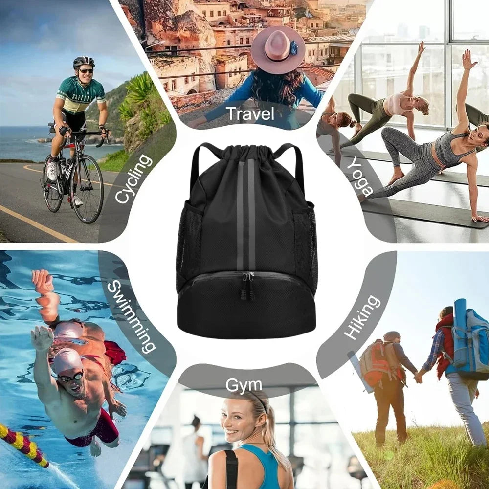 Drawstring Sports Backpack with Shoe Compartment