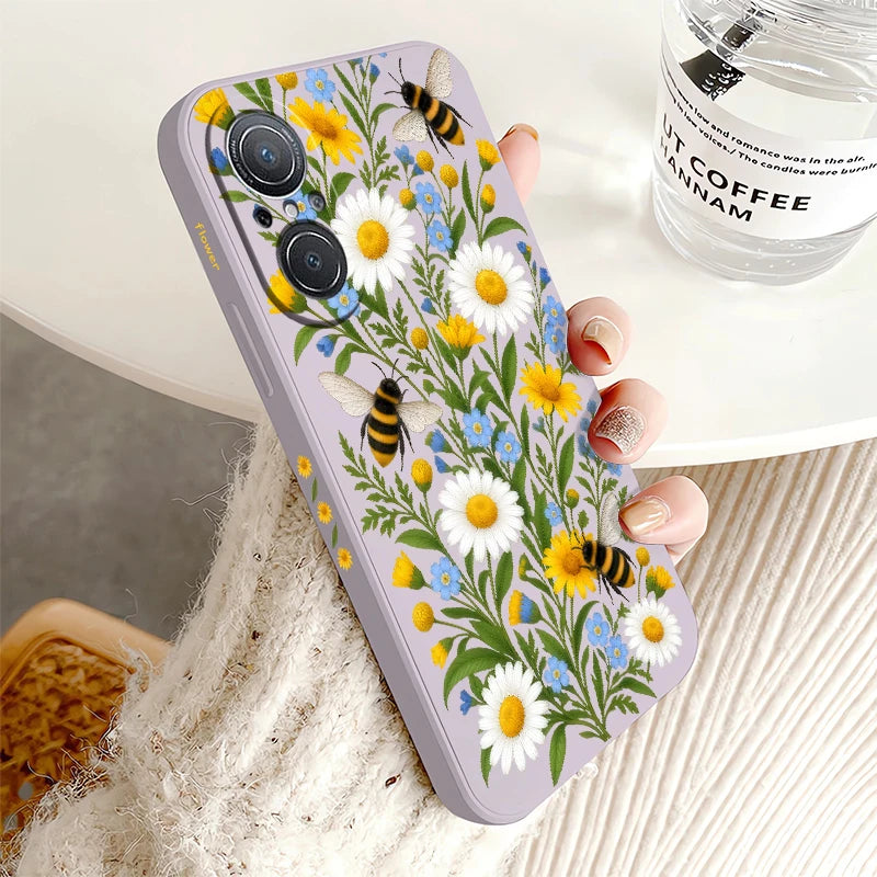 Bee Pattern Phone Case For Huawei Y9 Prime Y7 Pro 2019 Y7A Y9S Nova 6 9 SE 8i 5T 3i P20 P30 P40 Lite E P Smart Z Plus Soft Funda