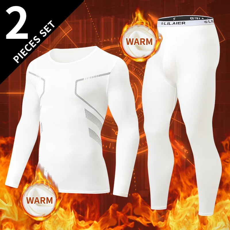 2-piece Autumn/Winter Men's Casual And Comfortable Warm Suit Youth Sports And Fitness Base Underwear Set Long Sleeved Base Shirt