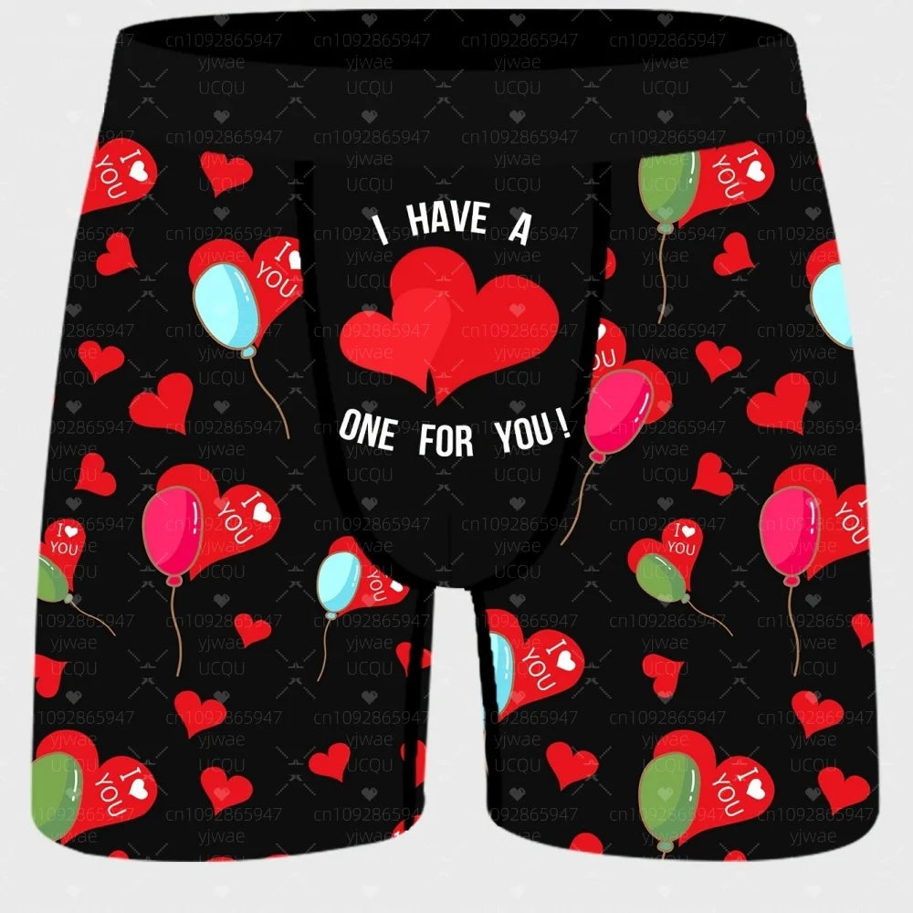 Summer Men's valentines day Boxers Shorts  Men's lovw  Underpants Stretch Animated Sitcom Briefs Underwear Shorts men clothing